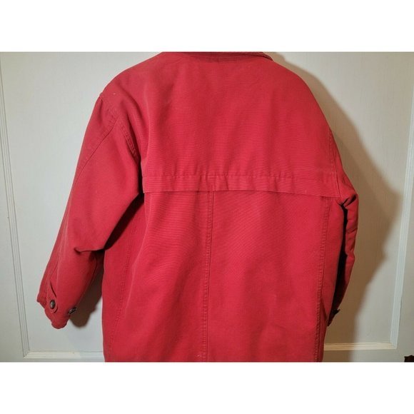Women Eddie Bauer Small S Canvas Jacket Heavy Red - Picture 10 of 12